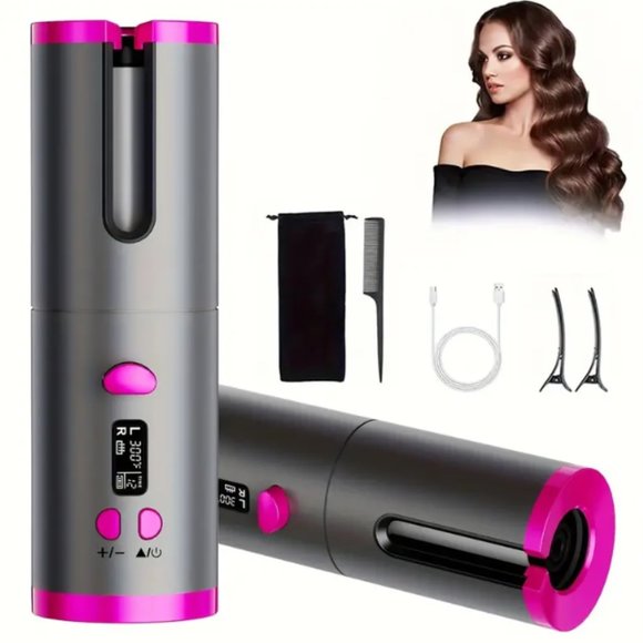 Cordless Auto Rotating Ceramic Hair Curler with Accessories - Picture 9 of 13